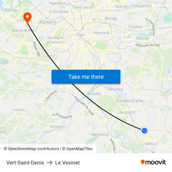 Vert-Saint-Denis to Le Vesinet map
