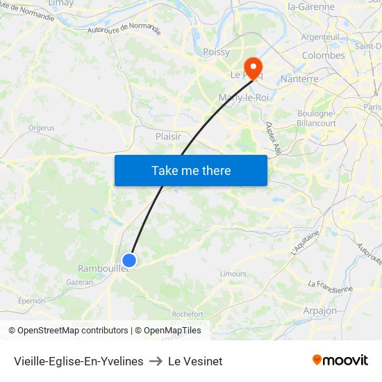 Vieille-Eglise-En-Yvelines to Le Vesinet map