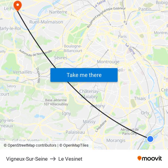 Vigneux-Sur-Seine to Le Vesinet map