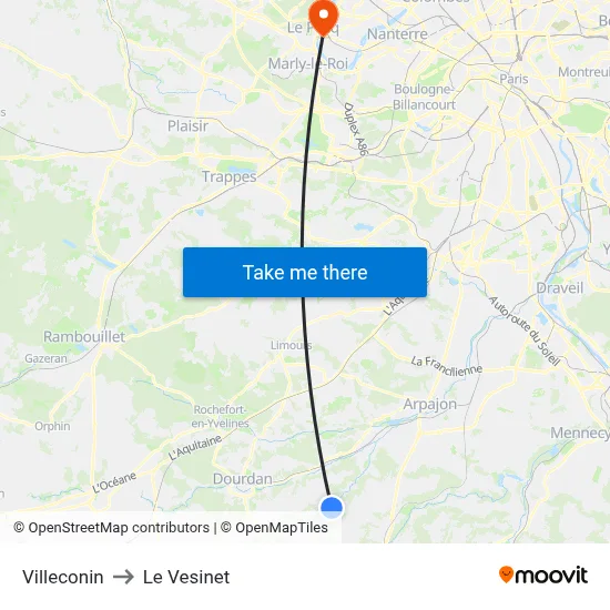 Villeconin to Le Vesinet map