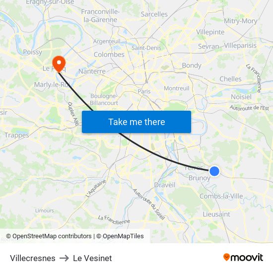 Villecresnes to Le Vesinet map