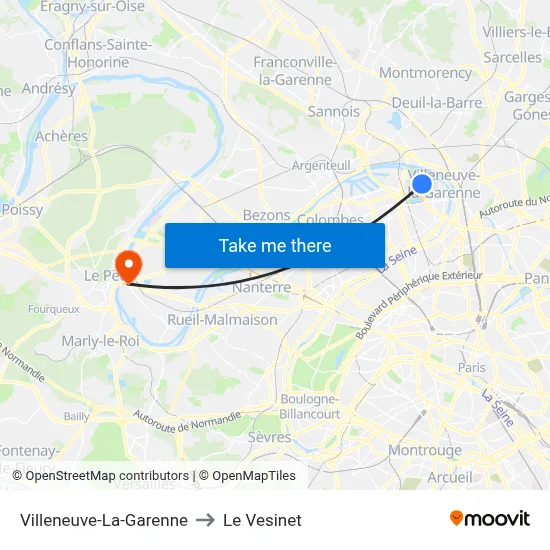 Villeneuve-La-Garenne to Le Vesinet map