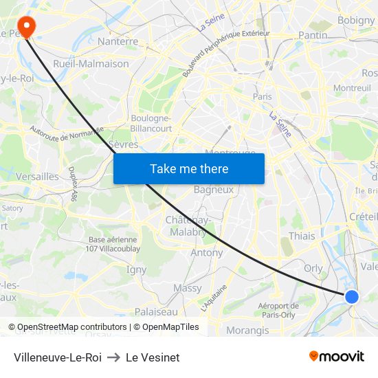 Villeneuve-Le-Roi to Le Vesinet map