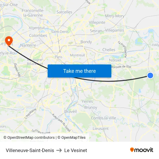 Villeneuve-Saint-Denis to Le Vesinet map