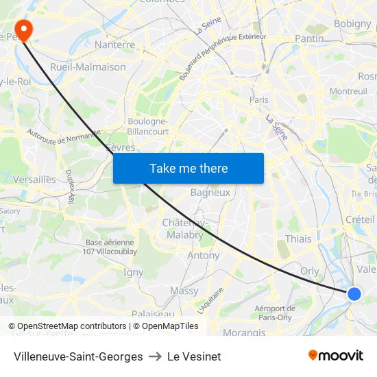 Villeneuve-Saint-Georges to Le Vesinet map