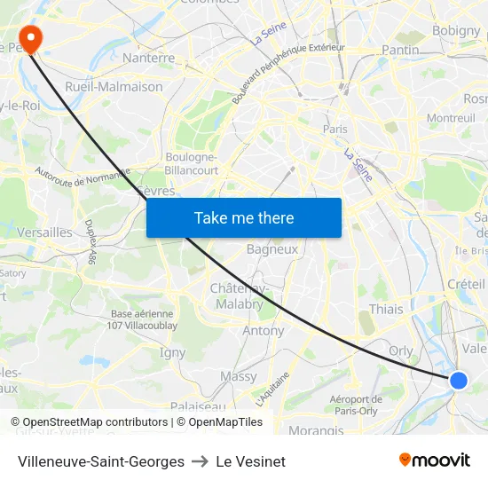 Villeneuve-Saint-Georges to Le Vesinet map