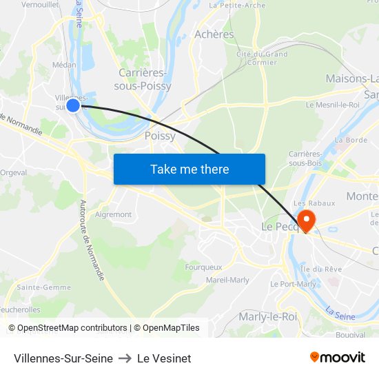 Villennes-Sur-Seine to Le Vesinet map