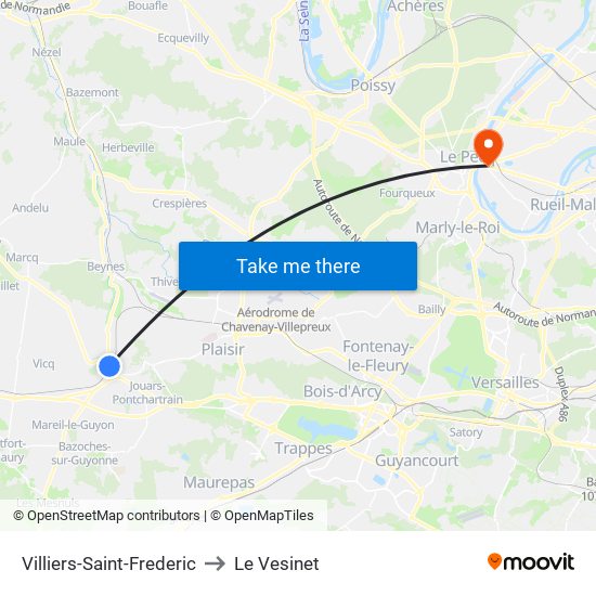 Villiers-Saint-Frederic to Le Vesinet map