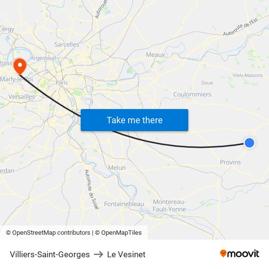 Villiers-Saint-Georges to Le Vesinet map