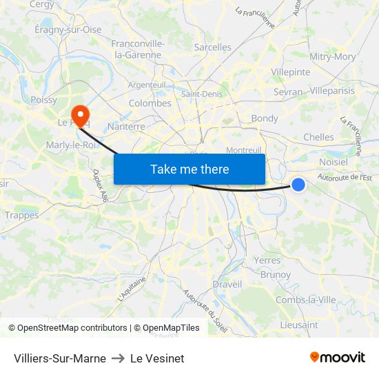 Villiers-Sur-Marne to Le Vesinet map