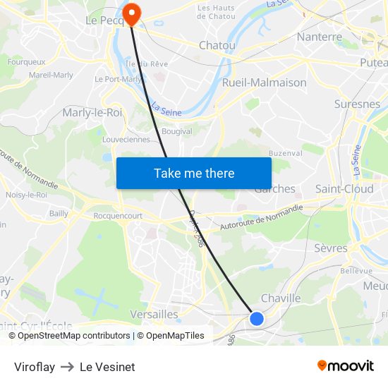 Viroflay to Le Vesinet map