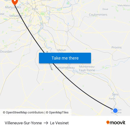 Villeneuve-Sur-Yonne to Le Vesinet map