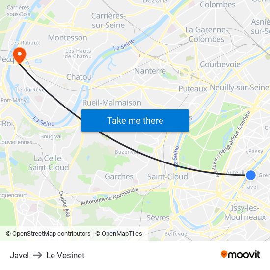Javel to Le Vesinet map