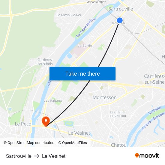 Sartrouville to Le Vesinet map