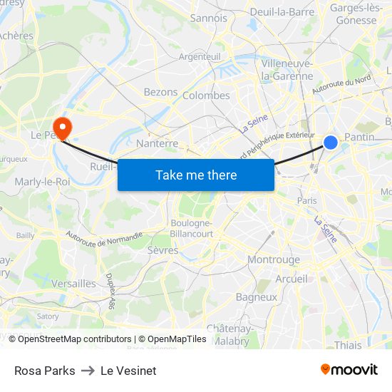 Rosa Parks to Le Vesinet map