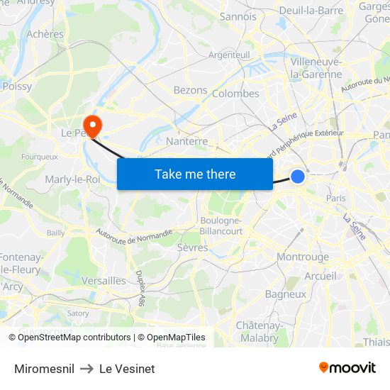 Miromesnil to Le Vesinet map
