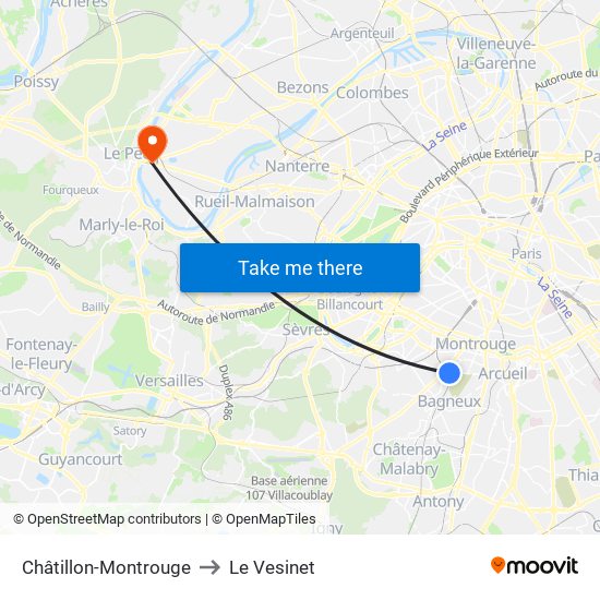 Châtillon-Montrouge to Le Vesinet map