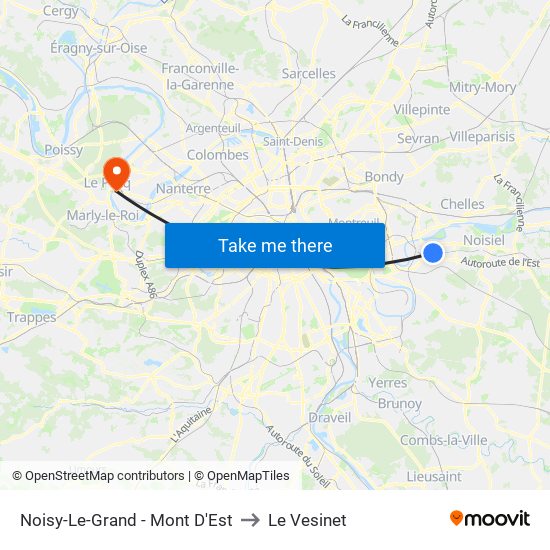 Noisy-Le-Grand - Mont D'Est to Le Vesinet map