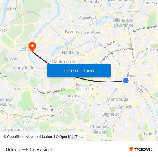 Odéon to Le Vesinet map