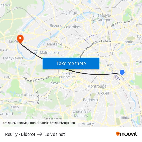 Reuilly - Diderot to Le Vesinet map