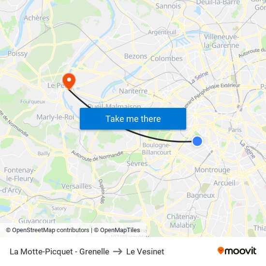 La Motte-Picquet - Grenelle to Le Vesinet map