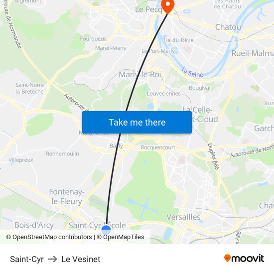 Saint-Cyr to Le Vesinet map