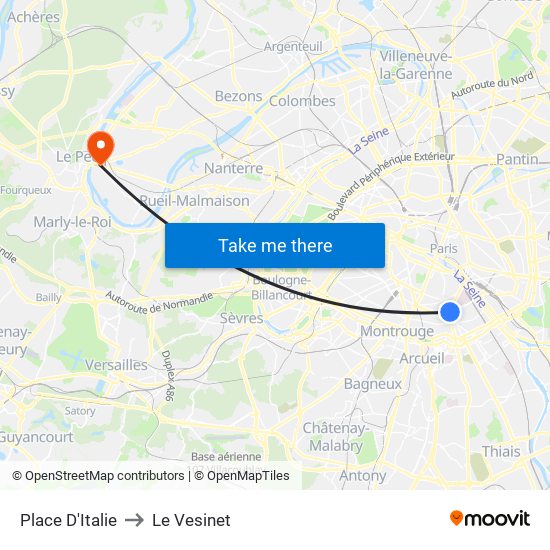 Place D'Italie to Le Vesinet map
