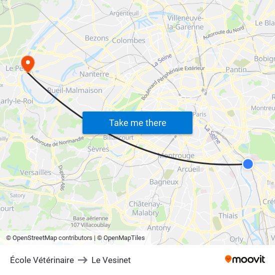 École Vétérinaire to Le Vesinet map