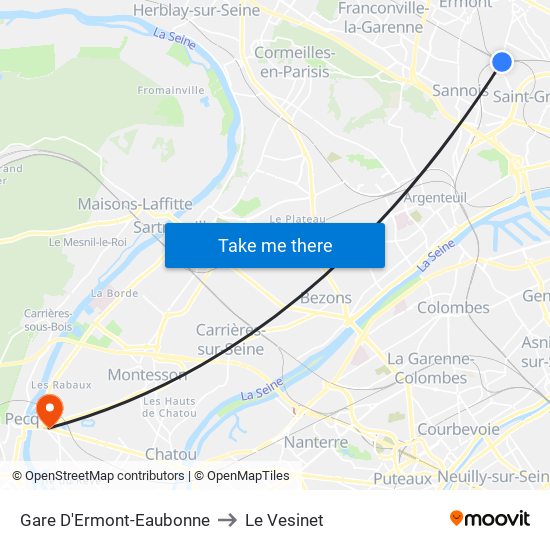 Gare D'Ermont-Eaubonne to Le Vesinet map