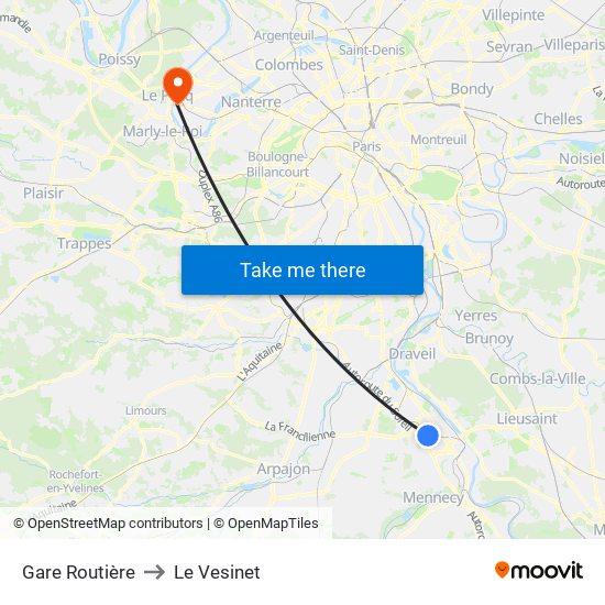 Gare Routière to Le Vesinet map