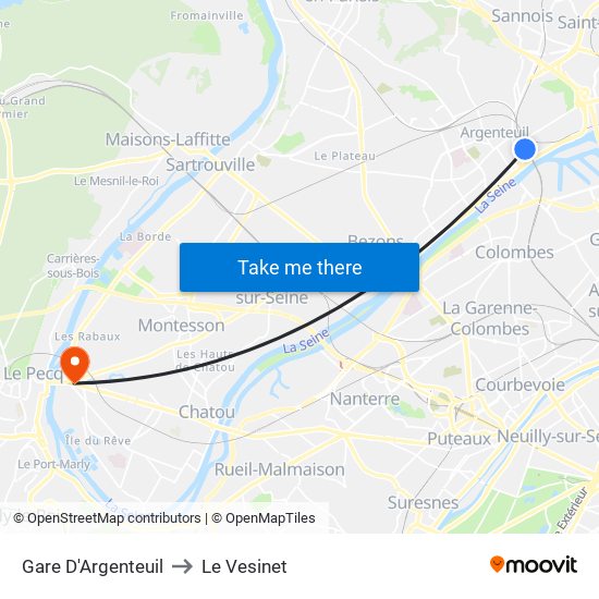 Gare D'Argenteuil to Le Vesinet map