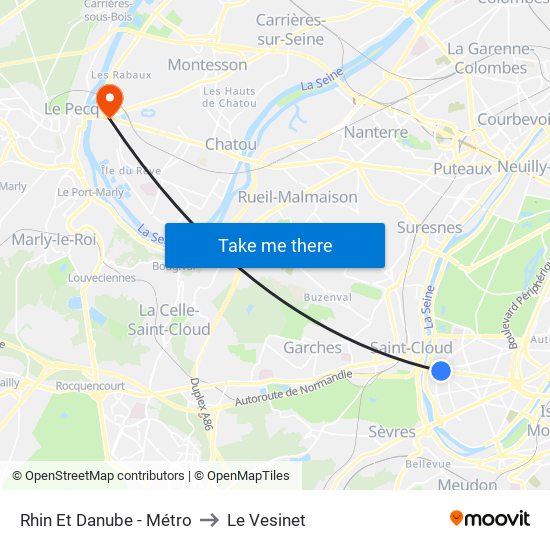 Rhin Et Danube - Métro to Le Vesinet map
