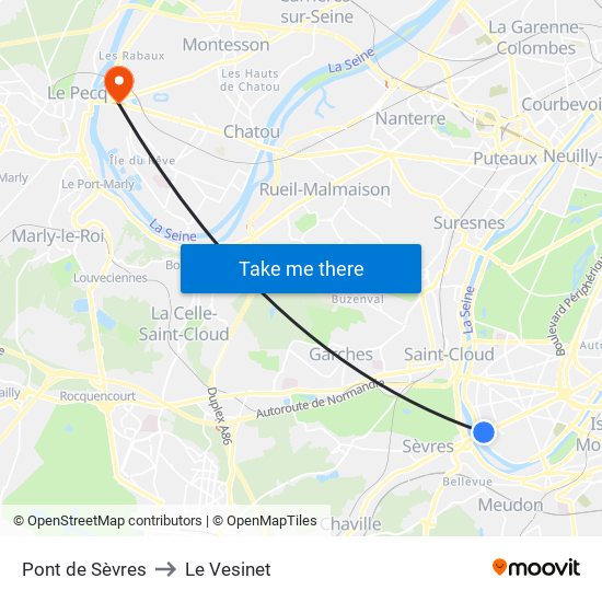 Pont de Sèvres to Le Vesinet map