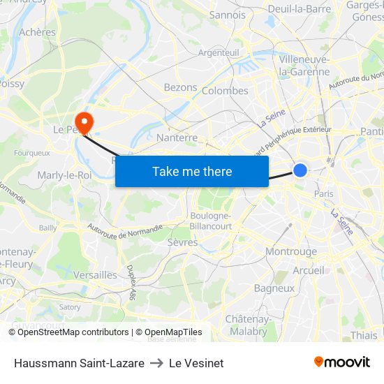 Haussmann Saint-Lazare to Le Vesinet map