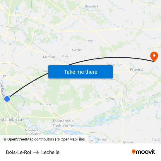 Bois-Le-Roi to Lechelle map