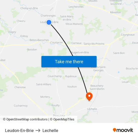 Leudon-En-Brie to Lechelle map