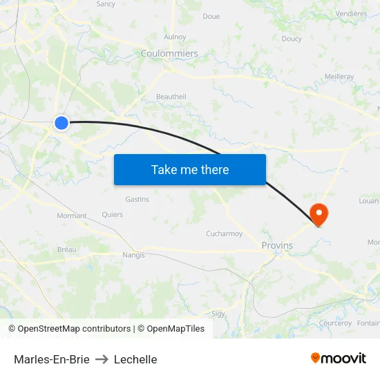 Marles-En-Brie to Lechelle map