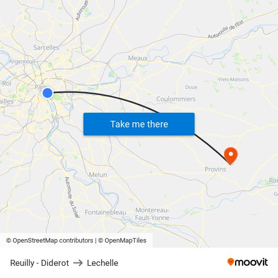 Reuilly - Diderot to Lechelle map