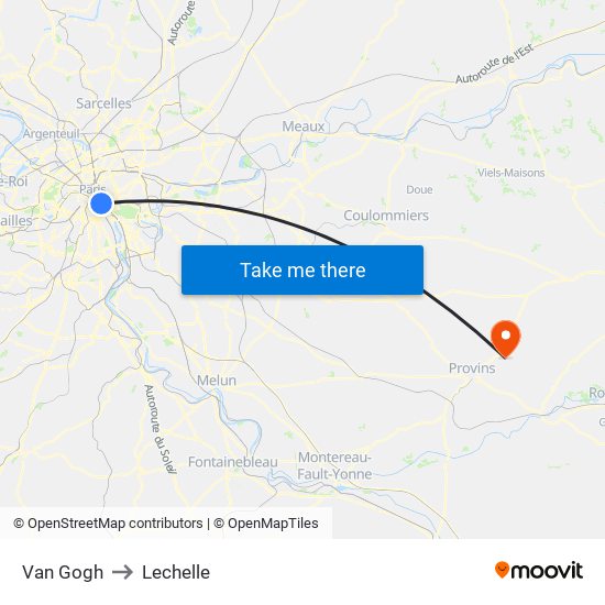 Van Gogh to Lechelle map