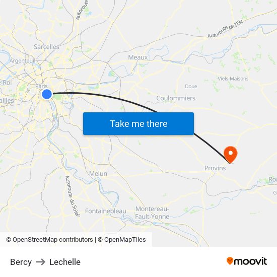 Bercy to Lechelle map