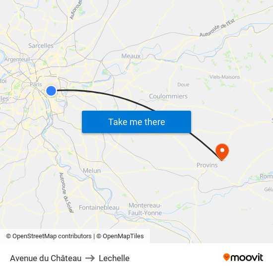 Avenue du Château to Lechelle map