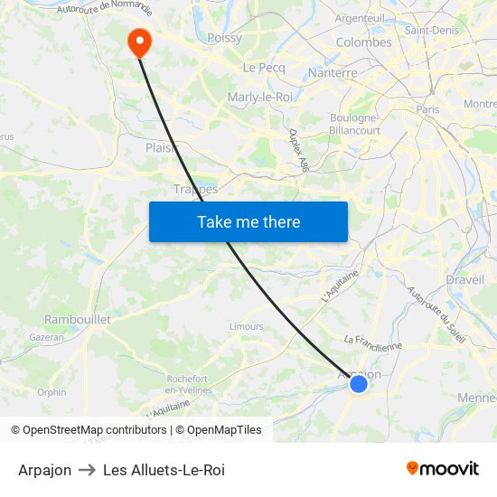 Arpajon to Les Alluets-Le-Roi map