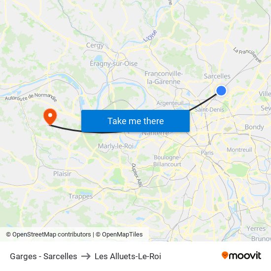 Garges - Sarcelles to Les Alluets-Le-Roi map