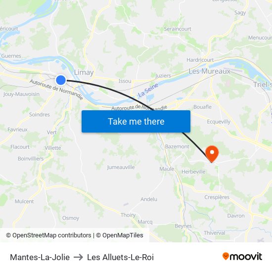 Mantes-La-Jolie to Les Alluets-Le-Roi map