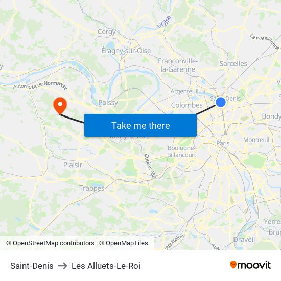 Saint-Denis to Les Alluets-Le-Roi map