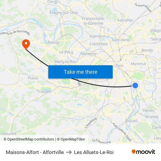 Maisons-Alfort - Alfortville to Les Alluets-Le-Roi map