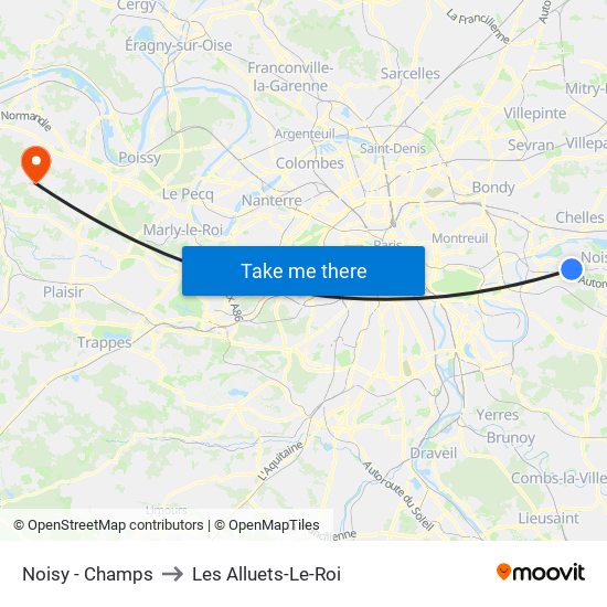Noisy - Champs to Les Alluets-Le-Roi map