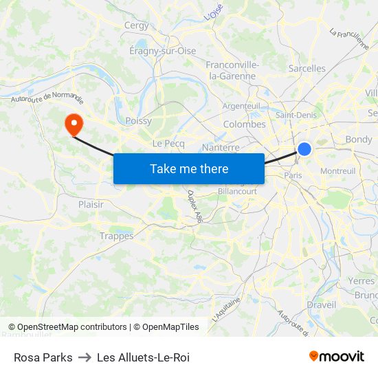 Rosa Parks to Les Alluets-Le-Roi map