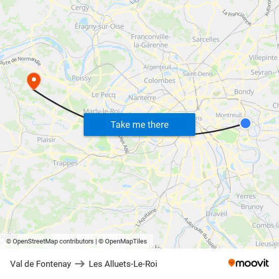 Val de Fontenay to Les Alluets-Le-Roi map