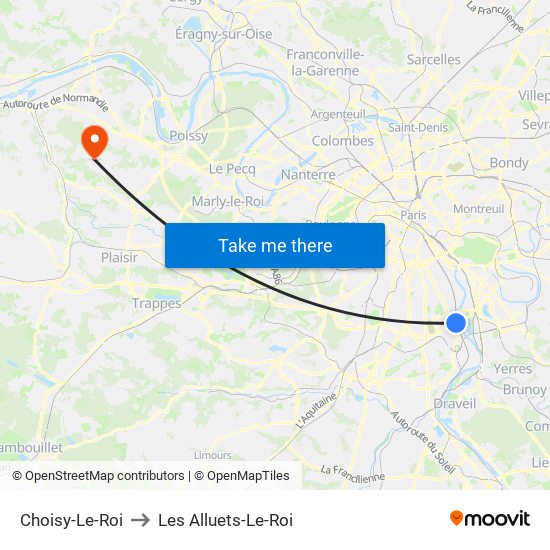 Choisy-Le-Roi to Les Alluets-Le-Roi map